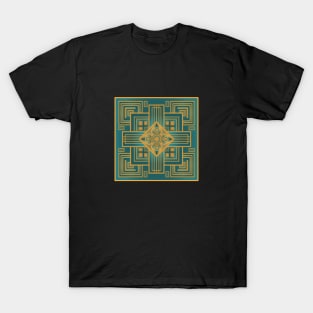 Art Deco Tile Gold & Teal T-Shirt